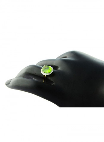 18 Karat Gold With Diamond Oval Cut Peridot Ring
