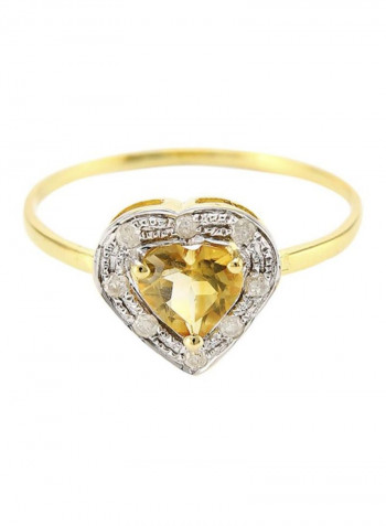 18 Karat Gold Diamonds And Citrine Ring