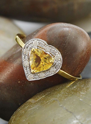 18 Karat Gold Diamonds And Citrine Ring