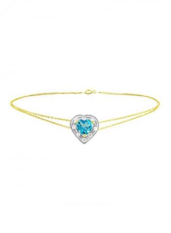 18 Karat Gold Diamonds And Topaz Heart Bracelet