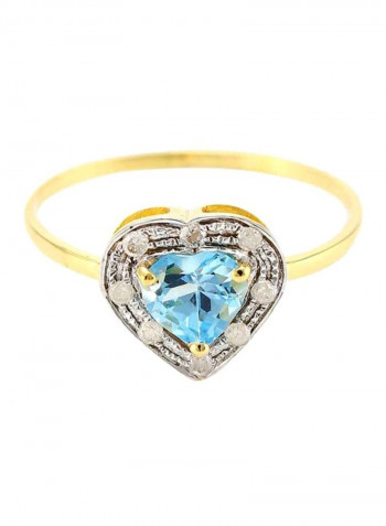 18 Karat Gold Diamonds And Topaz Studed Ring