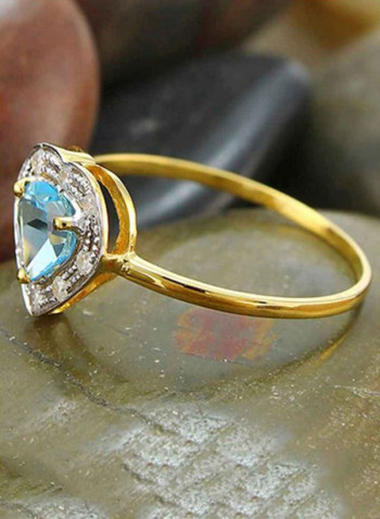 18 Karat Gold Diamonds And Topaz Studed Ring