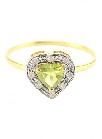 18 Karat Gold Heart Cut Peridot Diamonds Ring