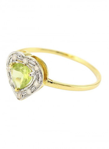 18 Karat Gold Heart Cut Peridot Diamonds Ring