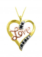 18 Karat Gold Love Heart Diamond Studded Pendant Necklace