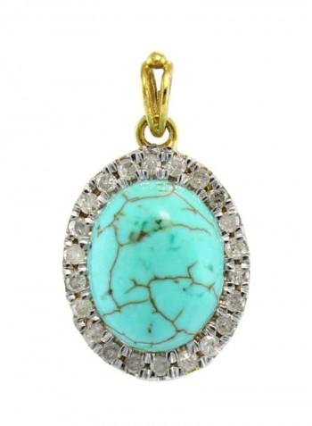 10 Karat Gold Turquoise And Diamond Studded Necklace