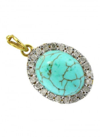 10 Karat Gold Turquoise And Diamond Studded Necklace