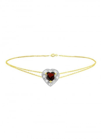 18 Karat Gold And Diamonds Garnet Heart Bracelet