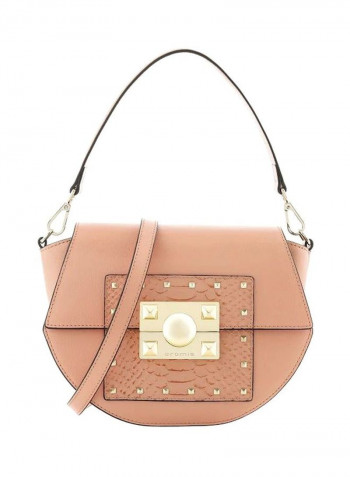 Mystic Leather  Shoulder Bag وردي/ذهبي