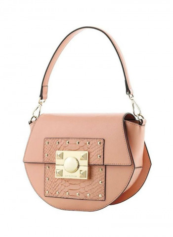 Mystic Leather  Shoulder Bag وردي/ذهبي
