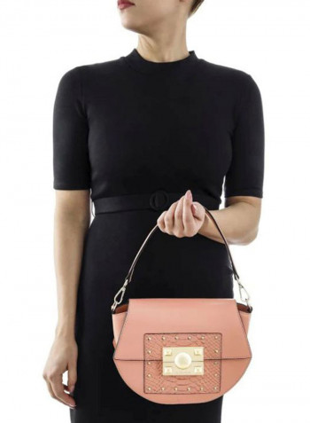 Mystic Leather  Shoulder Bag وردي/ذهبي