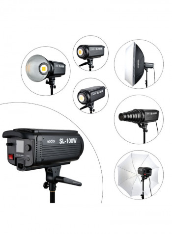 SL-100W 2400LUX Studio LED Continuous Video Light Black
