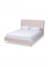 Colley Low Profile Platform Queen Bed Without Mattress Pink 200x160cm