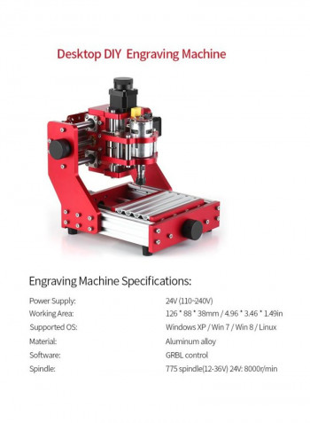 Electric DIY CNC Engraving Machine Red/Silver/Black 281x281x287.5millimeter