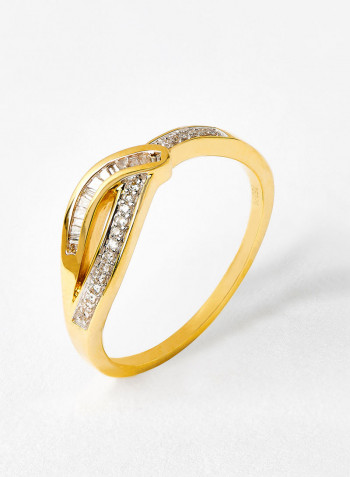18 Karat Gold Bagguette Saturn Ring