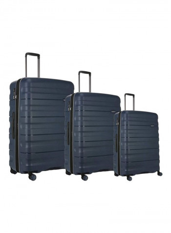 3-Piece Juno II 4-Wheel Luggage Trolley Set Navy