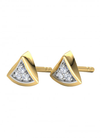 18K Gold Exquisite Design Triangle Diamond Stud Earring