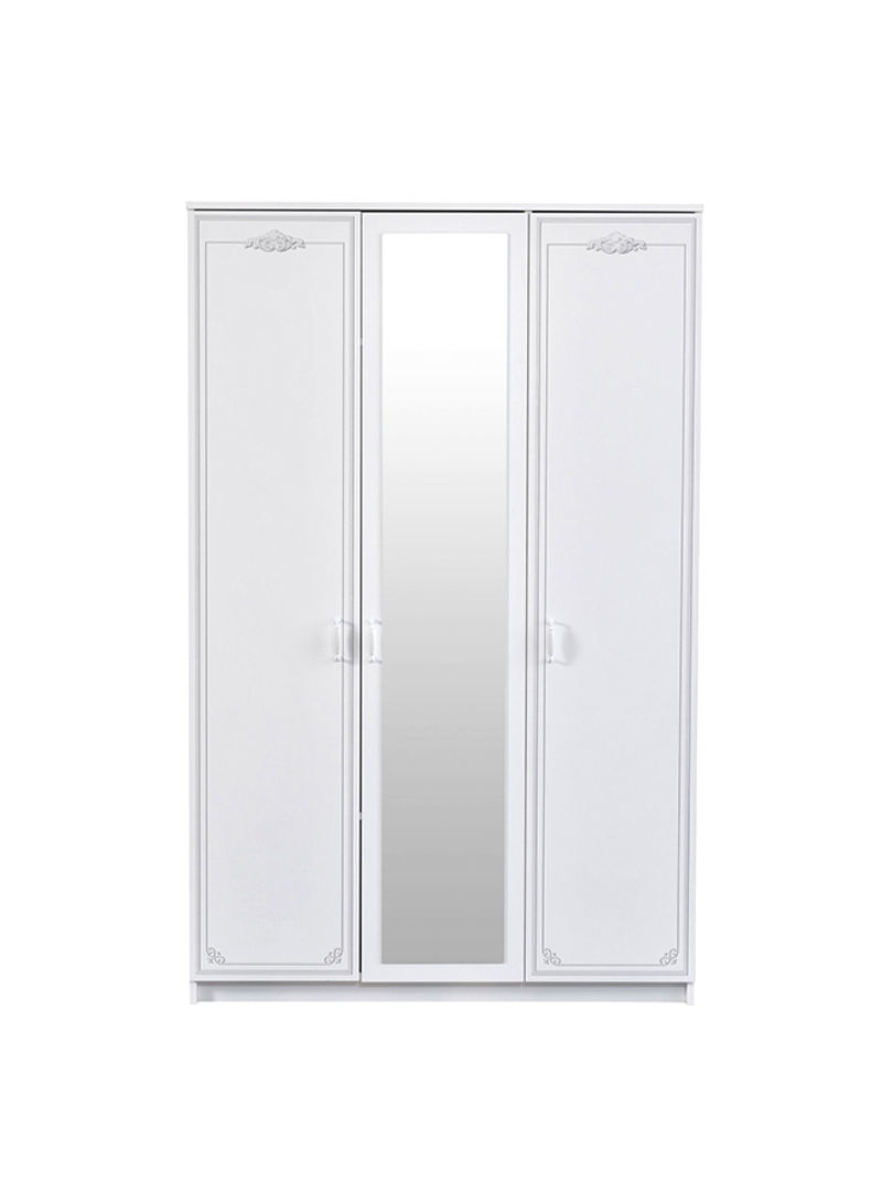 Flora 3-Door Wardrobe With 1 Mirror White 55.6x200x127cm