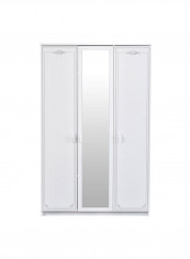 Flora 3-Door Wardrobe With 1 Mirror White 55.6x200x127cm