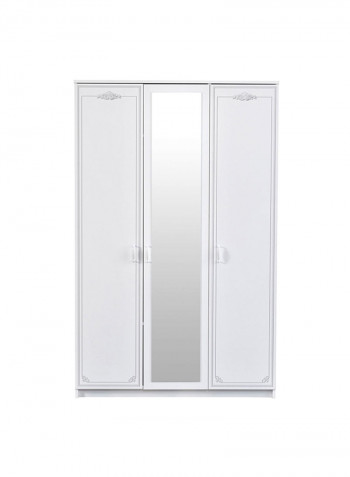 Flora 3-Door Wardrobe With 1 Mirror White 55.6x200x127cm