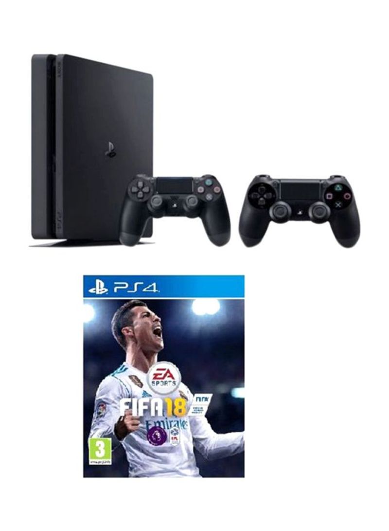 PlayStation 4 Slim 500GB Console With 2 DualShock 4 Controller And 1 Game (FIFA 18)