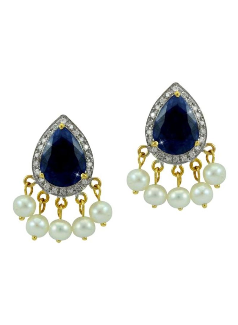 18 Karat Gold Diamond And Sapphire Studded Earrings