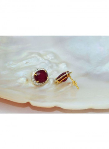 18 karat Gold With Ruby And Diamonds Earrings