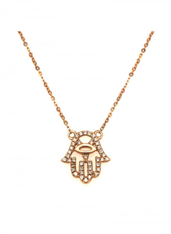 18 Karat Rose Gold Fatima Hand Pendant Necklace