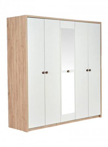 5-Door Wardrobe With Mirror Multicolour 211 x 213 x 60centimeter