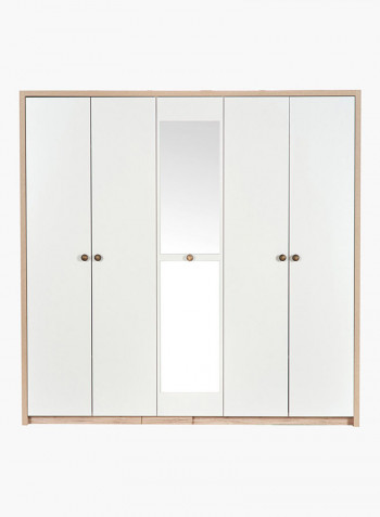 5-Door Wardrobe With Mirror Multicolour 211 x 213 x 60centimeter