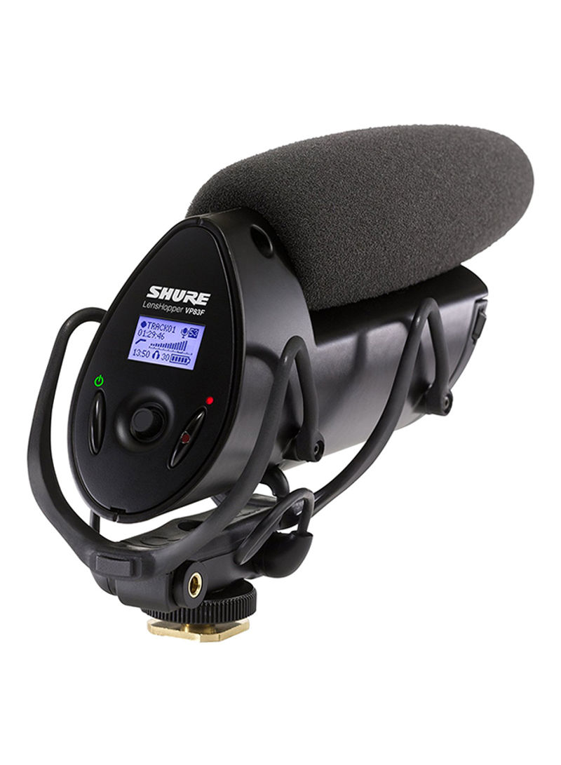 LensHopper Camera-Mount Condenser Microphone With Integrated Flash Recording VP83F Black