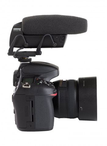 LensHopper Camera-Mount Condenser Microphone With Integrated Flash Recording VP83F Black