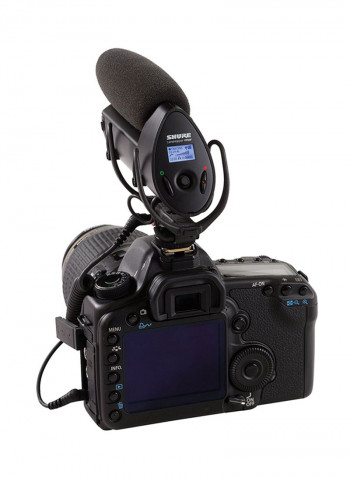 LensHopper Camera-Mount Condenser Microphone With Integrated Flash Recording VP83F Black