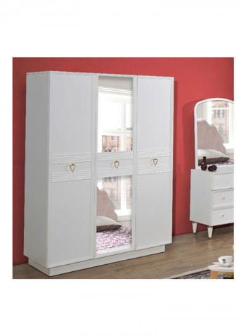 Orchid 3-Door Wardrobe With Mirror White 60x190x132cm