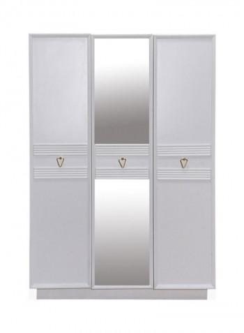 Orchid 3-Door Wardrobe With Mirror White 60x190x132cm