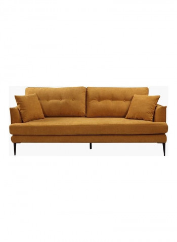 3-Seater Sofa With 2 Cushions Yellow 200 x 85cm