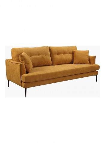3-Seater Sofa With 2 Cushions Yellow 200 x 85cm