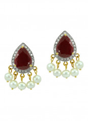 18 Karat Gold Royal Indian 0.24 Ct Diamonds Ruby Earrings