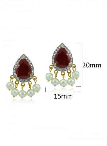 18 Karat Gold Royal Indian 0.24 Ct Diamonds Ruby Earrings