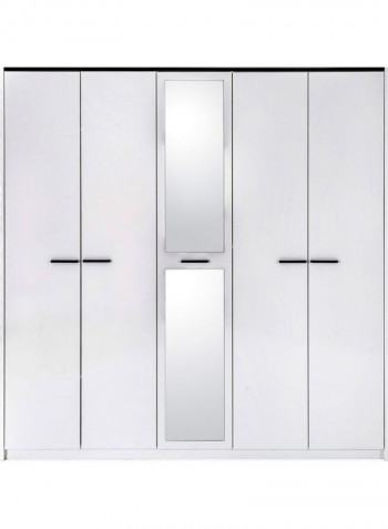 Finland 5-Door Wardrobe With Mirror White/Silver