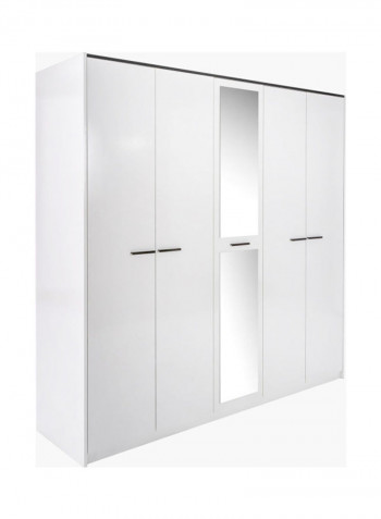 Finland 5-Door Wardrobe With Mirror White/Silver