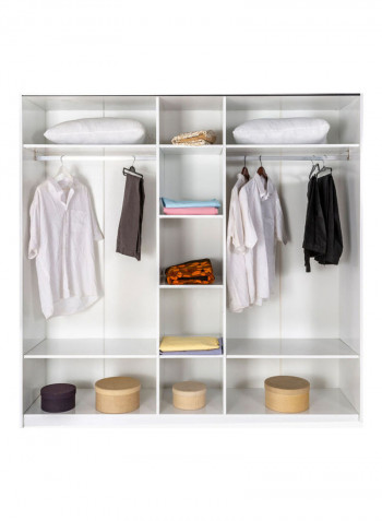 Finland 5-Door Wardrobe With Mirror White/Silver