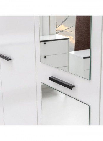 Finland 5-Door Wardrobe With Mirror White/Silver