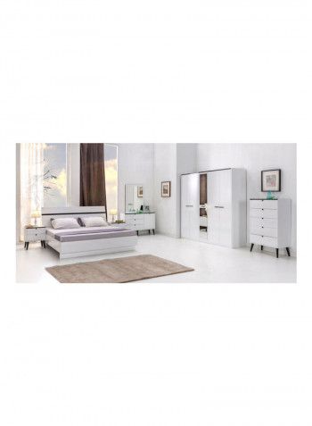 Finland 5-Door Wardrobe With Mirror White/Silver