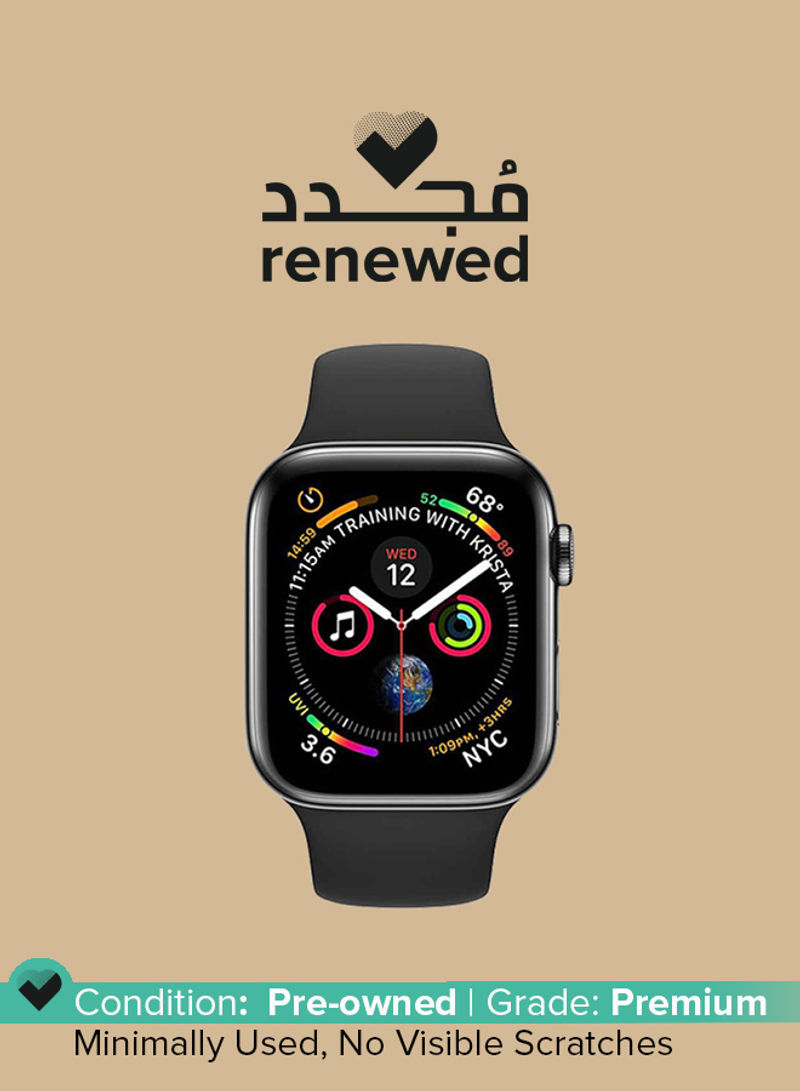 Renewed - Watch Series 4-44mm GPS+Cellular 44 mm Space Black Stainless Steel Case With Black Sport Band