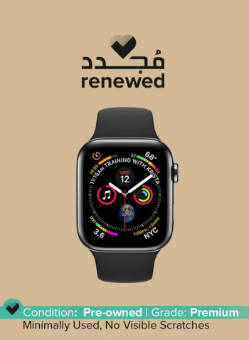 Renewed - Watch Series 4-44mm GPS+Cellular 44 mm Space Black Stainless Steel Case With Black Sport Band
