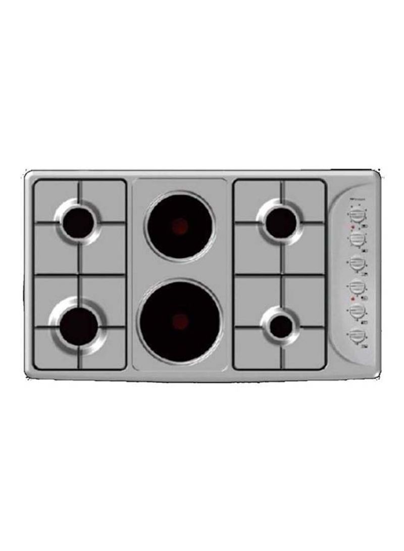 Builtin - Hobs Stainless Steel 4 Gas Burners 2 Hot Plates Auto Ignition BO293GNL Silver