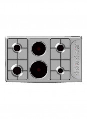 Builtin - Hobs Stainless Steel 4 Gas Burners 2 Hot Plates Auto Ignition BO293GNL Silver