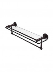 Fresno Collection Glass Shelf With Towel Bar Clear/Brown 22inch