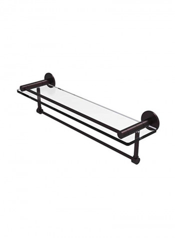 Fresno Collection Glass Shelf With Towel Bar Clear/Brown 22inch